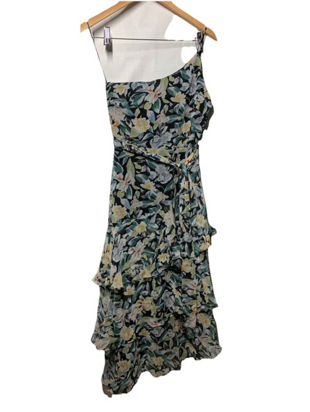 Petal & Pup Amren One Shoulder Tiered Floral Midi Dress Cocktail Party Size 4